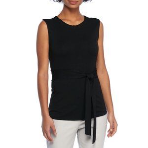 The Limited Black Sleeveless Ponte Tie Front Top